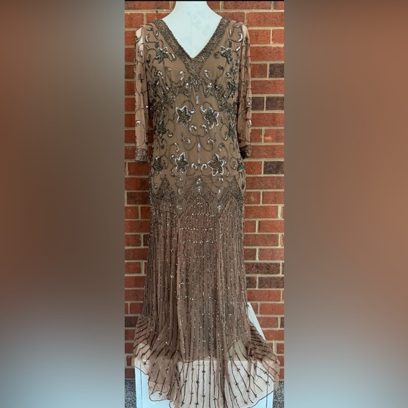 Pisarro Nights Dresses & Skirts - Pisarro Nights Elegant Brown Beaded Formal Gown